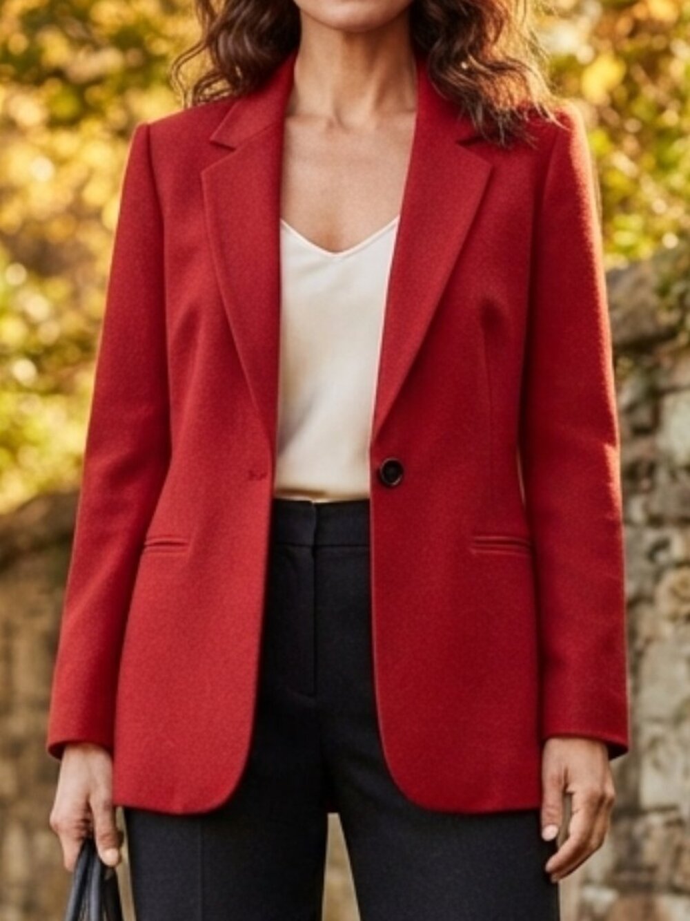 Requirements Size 12 Red 100% Wool Blazer — Vintage Single Button Notch Collar